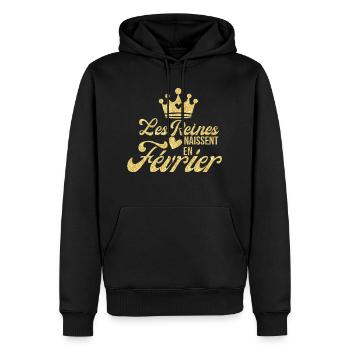 Königinnen werden im Februar geboren goldener Glitzer - Männer Premium Bio Hoodie - Schwarz - Vorne - Nico (187cm)