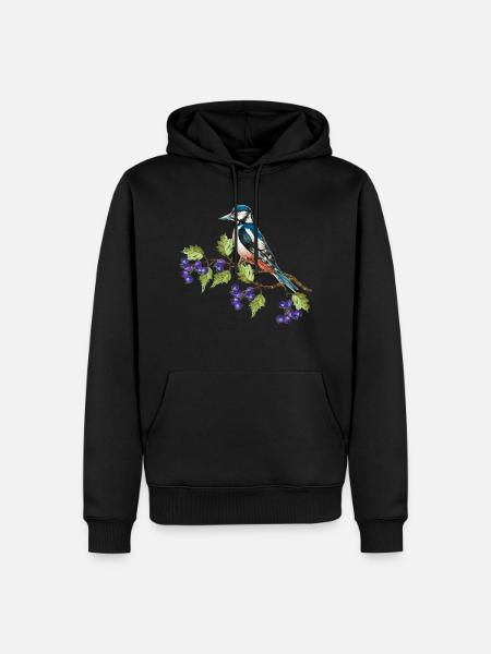 Bunter Vogel - Männer Premium Bio Hoodie - Schwarz