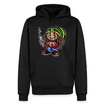 Dreadlock Smoker - Stoned man - High & Happy - Männer Premium Bio Hoodie - Schwarz - Vorne - Nico (187cm)