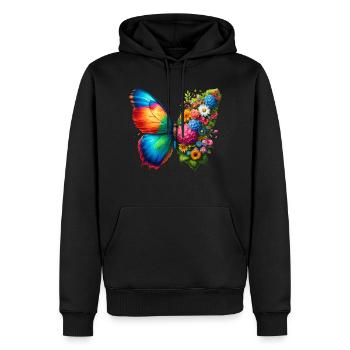 Bunter Schmetterling, von der Natur inspirierte Sommerstimmungen - Männer Premium Bio Hoodie - Schwarz - Vorne - Nico (187cm)