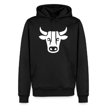Tête de bovin vache - Sweat à capuche Premium bio Homme - noir - Devant - Nico (187cm)