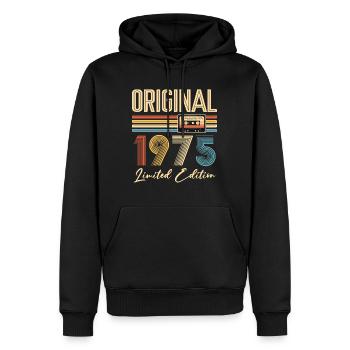 50e anniversaire 50e anniversaire Original 1975 - Sweat à capuche Premium bio Homme - noir - Devant - Nico (187cm)