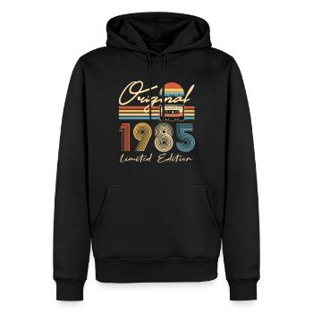 Anniversaire 40 Ans Original 1985 Cadeau Fête - Sweat à capuche Premium bio Homme - noir - Devant - Nico (187cm)