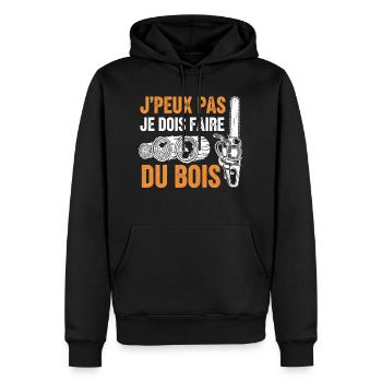 J peux pas je dois faire du bois - Sweat à capuche Premium bio Homme - noir - Devant - Nico (187cm)