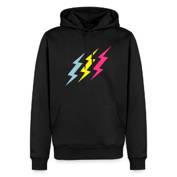 blitz - musik - rave - Männer Premium Bio Hoodie - Schwarz - Vorne - Nico (187cm)