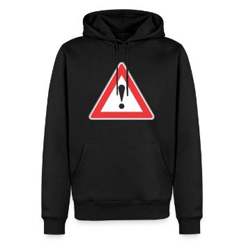Point Road Sign d'exclamation - Sweat à capuche Premium bio Homme - noir - Devant - Nico (187cm)