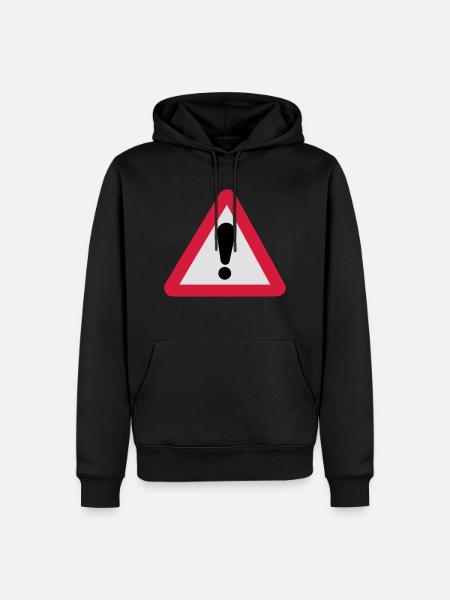 Gefahrenzeichen Gefahrenstelle - Männer Premium Bio Hoodie - Schwarz