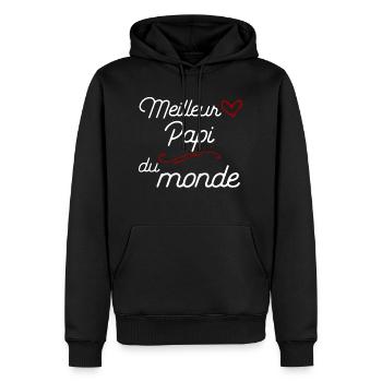 Meilleur papi t-shirt cadeau papy - Sweat à capuche Premium bio Homme - noir - Devant - Nico (187cm)