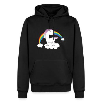 Einhorn auf Wolke - Männer Premium Bio Hoodie - Schwarz - Vorne - Nico (187cm)