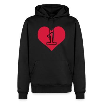 Anzahl 1 & Herz - Männer Premium Bio Hoodie - Schwarz - Vorne - Nico (187cm)