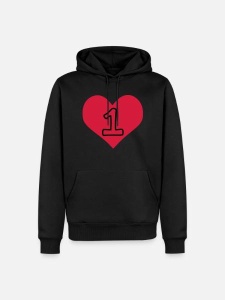 Number 1 & Heart - Men’s Premium Organic Hoodie - black