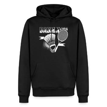 badminton - Sweat à capuche Premium bio Homme - noir - Devant - Nico (187cm)
