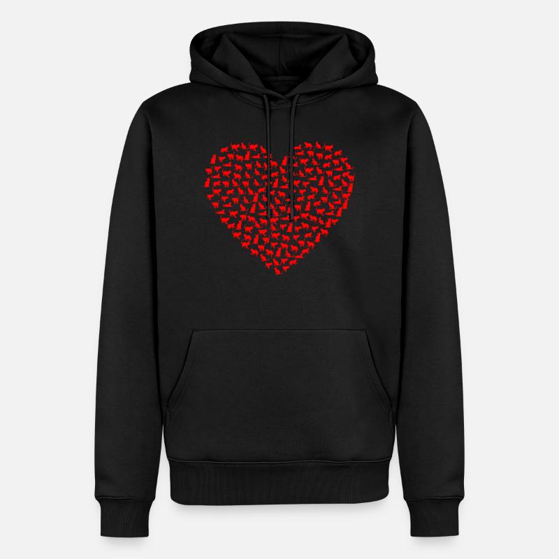 Herz Katze - Männer Premium Bio Hoodie - Schwarz