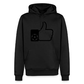 Wie beim Fußball - Männer Premium Bio Hoodie - Schwarz - Vorne - Nico (187cm)