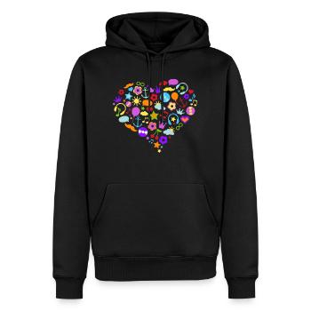 colorful heart - Men’s Premium Organic Hoodie - black - Front - Nico (187cm)