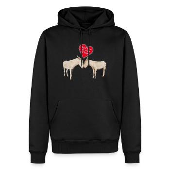 Wahre Esel Liebe - Männer Premium Bio Hoodie - Schwarz - Vorne - Nico (187cm)