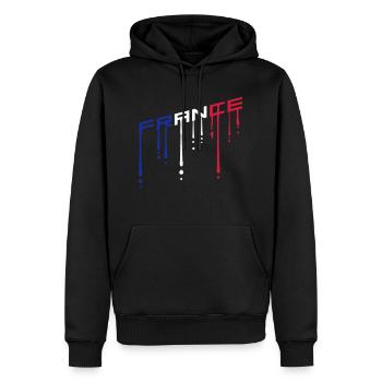 color france text graffiti drops team schraeg he - Men’s Premium Organic Hoodie - black - Front - Nico (187cm)