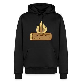 Clipart bois bûche brûle - Sweat à capuche Premium bio Homme - noir - Devant - Nico (187cm)