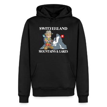 Urlaub in der Schweiz - Alpen - Männer Premium Bio Hoodie - Schwarz - Vorne - Nico (187cm)