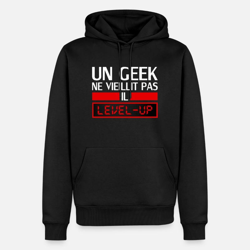 geek - Sweat à capuche Premium bio Homme - noir