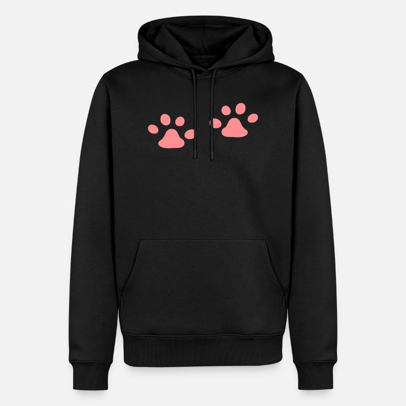 Deux, pattes chat, patte chat, gelée, haricots - Sweat à capuche Premium bio Homme - noir