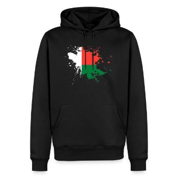 Le drapeau de Madagascar comme taches de peinture - Sweat à capuche Premium bio Homme - noir - Devant - Nico (187cm)