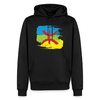 Drapeau Amazigh (Variante artistique) - Sweat à capuche Premium bio Homme - noir - Devant - Nico (187cm)