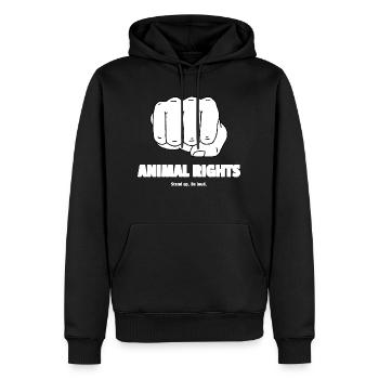 Animal Rights. Stand Up. Be Loud Clothing - Men’s Premium Organic Hoodie - black - Front - Nico (187cm)
