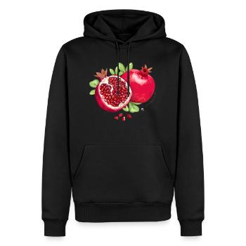 Granatapfel, Blätter & Granatapfelkerne Abbildung - Männer Premium Bio Hoodie - Schwarz - Vorne - Nico (187cm)