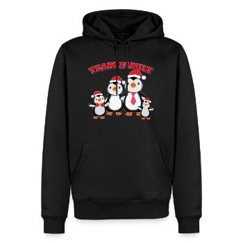 équipe famille pingouin famille conifère de Noël - Sweat à capuche Premium bio Homme - noir - Devant - Nico (187cm)