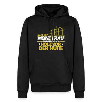 Ordentlich Holz Vor Der Hütte Bauleiter Bauherr - Männer Premium Bio Hoodie - Schwarz - Vorne - Nico (187cm)