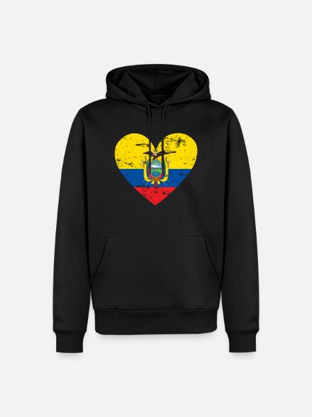 Flaggenherz Ecuador Flagge - Männer Premium Bio Hoodie - Schwarz