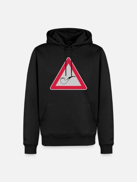 Schild Vorsicht Tabakpfeife - Männer Premium Bio Hoodie - Schwarz