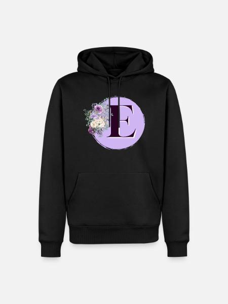 Brief E Blumenkranz - Männer Premium Bio Hoodie - Schwarz