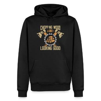 Couper du bois et avoir l’air bien menuis arboris - Sweat à capuche Premium bio Homme - noir - Devant - Nico (187cm)