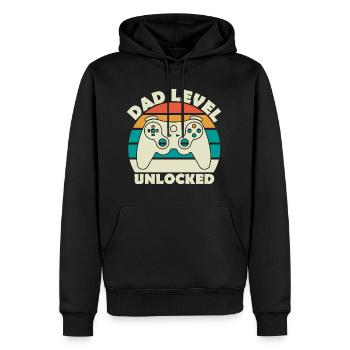Dad Level Freigeschaltet 1 - Männer Premium Bio Hoodie - Schwarz - Vorne - Nico (187cm)