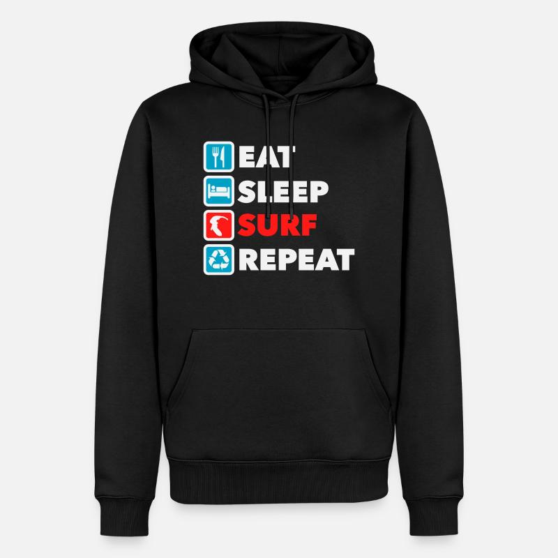 Eat Sleep Surf Repeat - Männer Premium Bio Hoodie - Schwarz