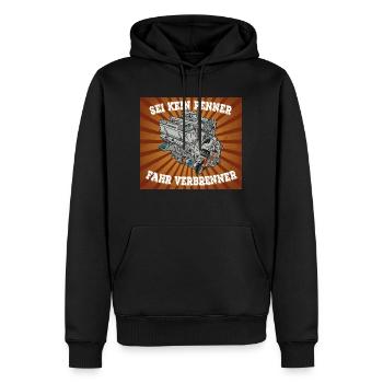 SEI KEIN PENNER FAHR VERBRENNER - Männer Premium Bio Hoodie - Schwarz - Vorne - Nico (187cm)
