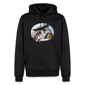 Baretgeier Nationalpark Berchtesgaden - Männer Premium Bio Hoodie - Schwarz - Vorne - Nico (187cm)