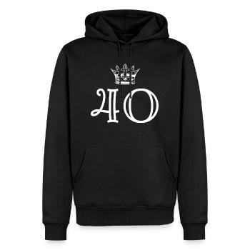40 Zahl Krone - Männer Premium Bio Hoodie - Schwarz - Vorne - Nico (187cm)