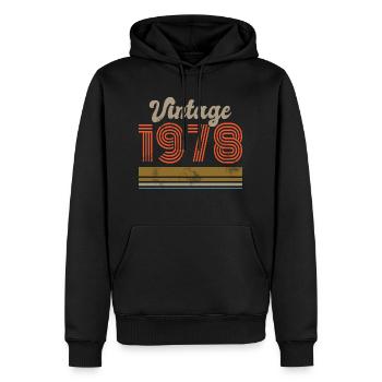 Anniversaire Vintage 1978 Édition Limitée - 1978 - Sweat à capuche Premium bio Homme - noir - Devant - Nico (187cm)