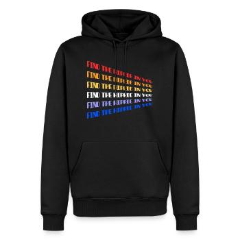 FINDE DEN HIPPIE IN DIR - Männer Premium Bio Hoodie - Schwarz - Vorne - Nico (187cm)