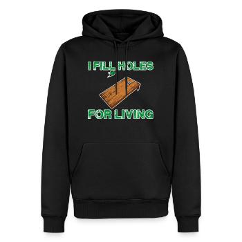 I Fill Holes For Living 4 - Männer Premium Bio Hoodie - Schwarz - Vorne - Nico (187cm)