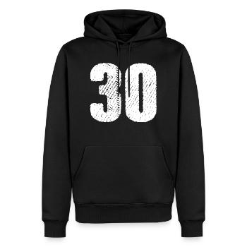 Maillot à 30 chiffres - Sweat à capuche Premium bio Homme - noir - Devant - Nico (187cm)