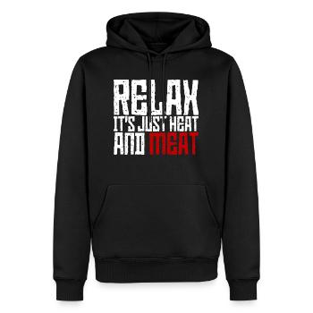 Relax, It's Just Heat And Meat 3 - Men’s Premium Organic Hoodie - black - Front - Nico (187cm)