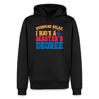 Tout le monde se détend, j’ai une maîtrise 29 - Sweat à capuche Premium bio Homme - noir - Devant - Nico (187cm)