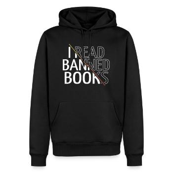 geek cool chat littéraire aimer les lecteurs dictons drôles - Sweat à capuche Premium bio Homme - noir - Devant - Nico (187cm)