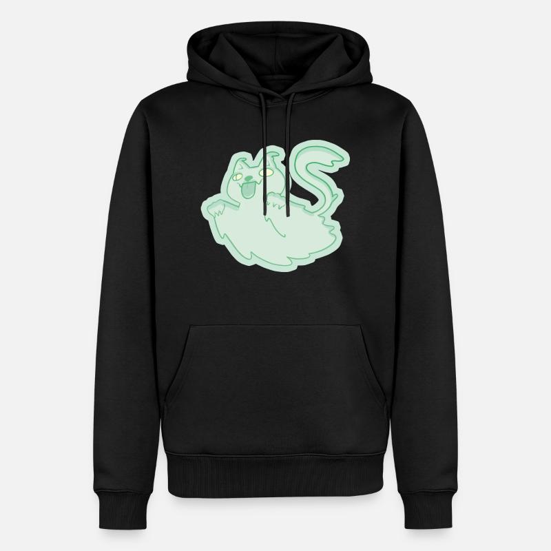 Ghost Kitty - Männer Premium Bio Hoodie - Schwarz