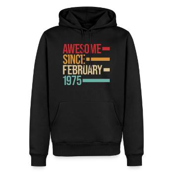 Geburstag Awesome Since February 1975 - Men’s Premium Organic Hoodie - black - Front - Nico (187cm)