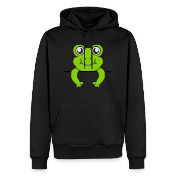 Frog Wall Shield Comic - Men’s Premium Organic Hoodie - black - Front - Nico (187cm)